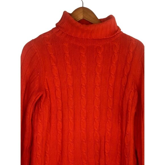 J.Crew Wool Cambridge Chunky Cable Knit Turtleneck Sweater Long Sleeve S Red - Picture 4 of 12